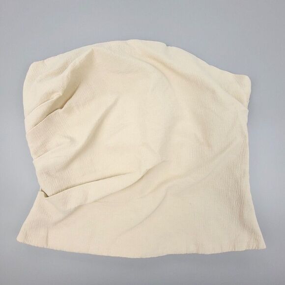 Zara Tops - ZARA 90s Strapless Ruched Corset Crop Top Ecru Large Clean Girl Quiet Luxury Y2k